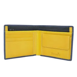 3-Card Zip Pocket Wallet - Navy/Yellow