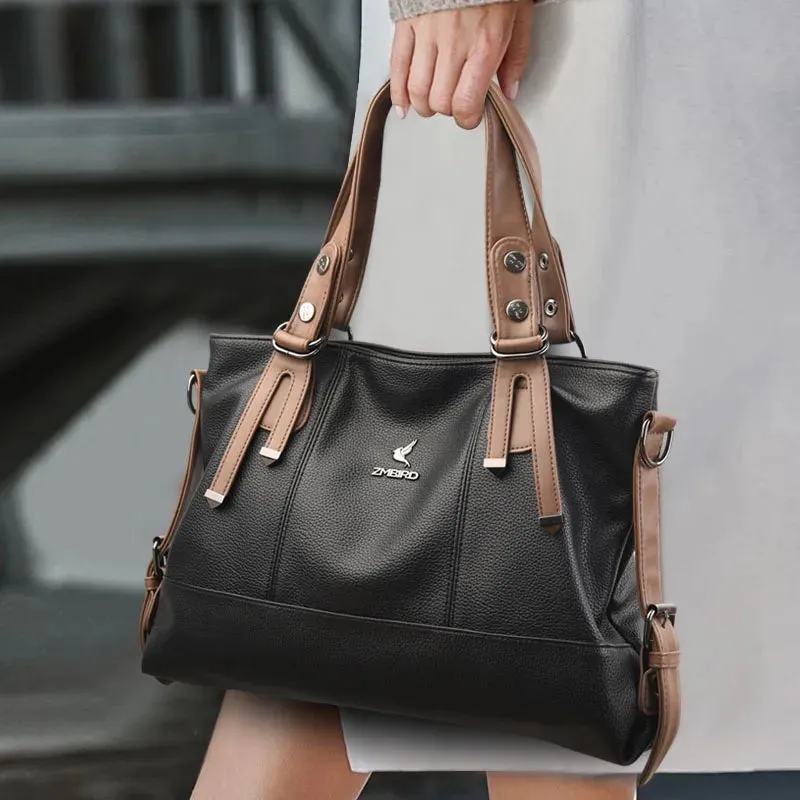 3 Layers Large Capacity Women Handbag Vintage Women Tote Bag Genuine Leather Luxury Handbags