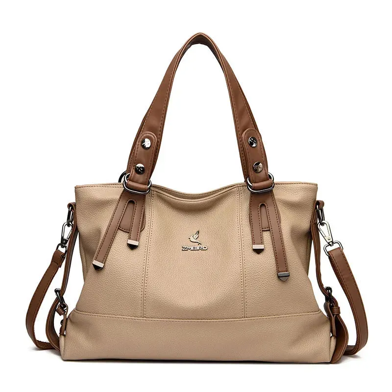 3 Layers Large Capacity Women Handbag Vintage Women Tote Bag Genuine Leather Luxury Handbags