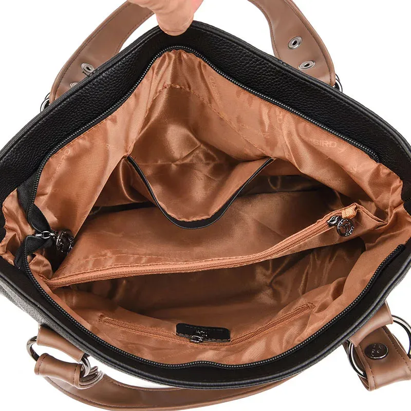 3 Layers Large Capacity Women Handbag Vintage Women Tote Bag Genuine Leather Luxury Handbags