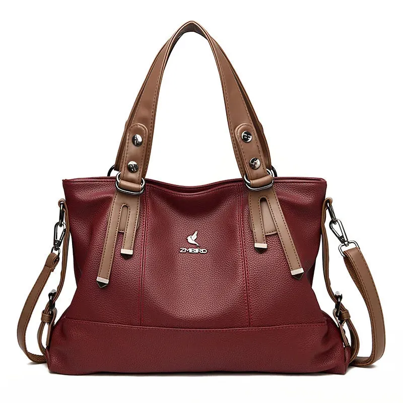 3 Layers Large Capacity Women Handbag Vintage Women Tote Bag Genuine Leather Luxury Handbags