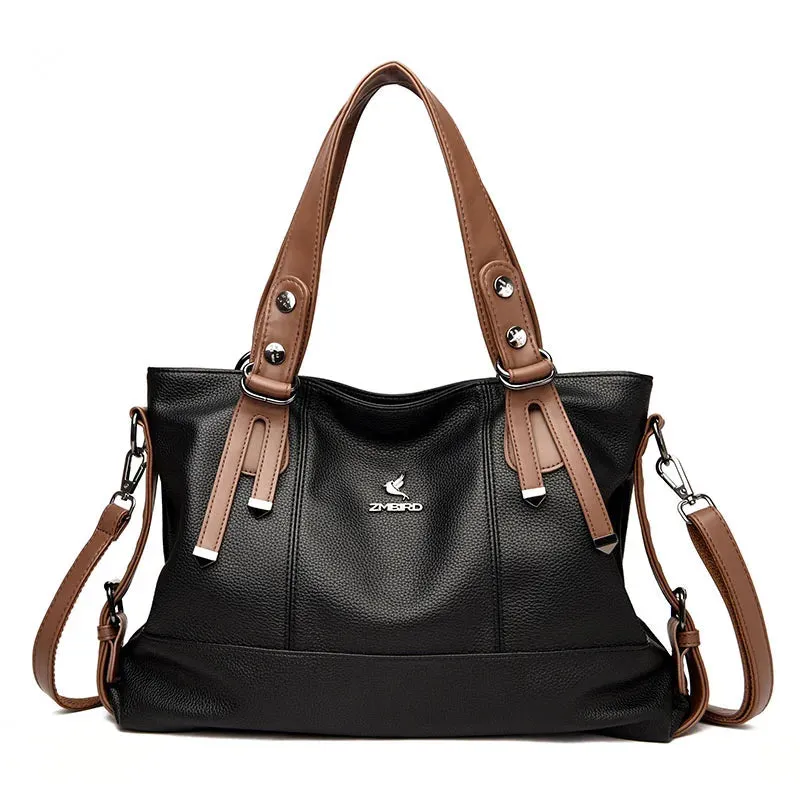 3 Layers Large Capacity Women Handbag Vintage Women Tote Bag Genuine Leather Luxury Handbags