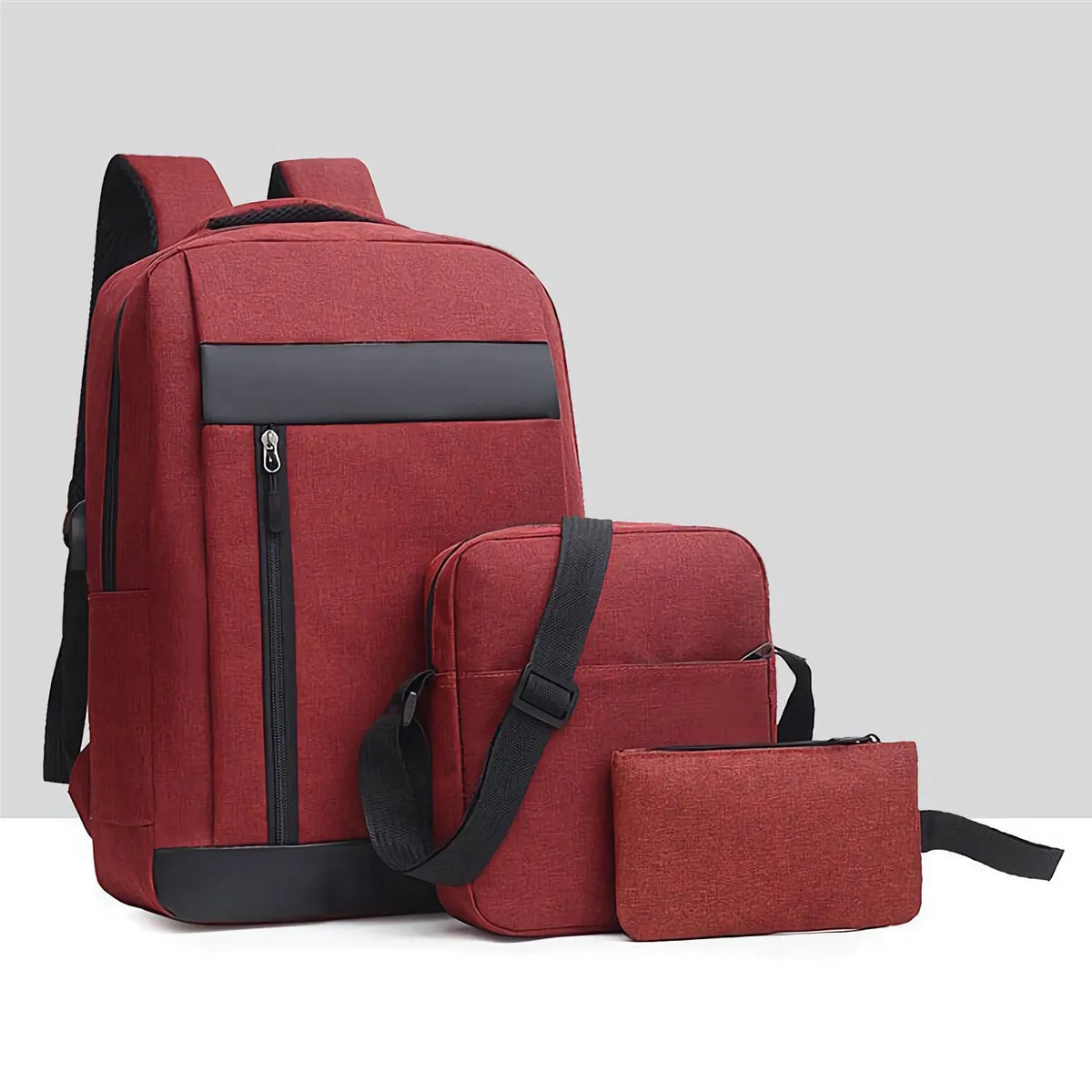 3Pcs Men Backpack Set USB Charging Laptop Bag Multifunctional Casual Travel Backpack Men Women School Bag Backpacks