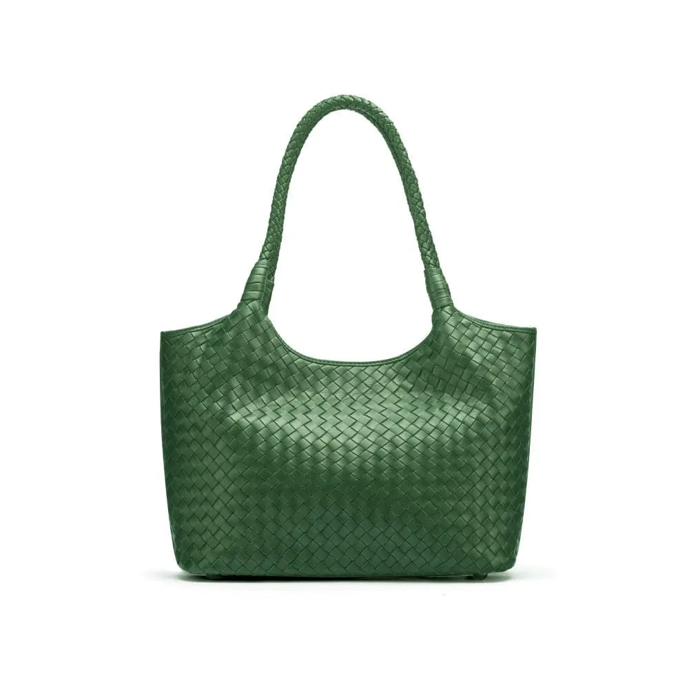 Anya Woven Leather Shoulder Bag - Green