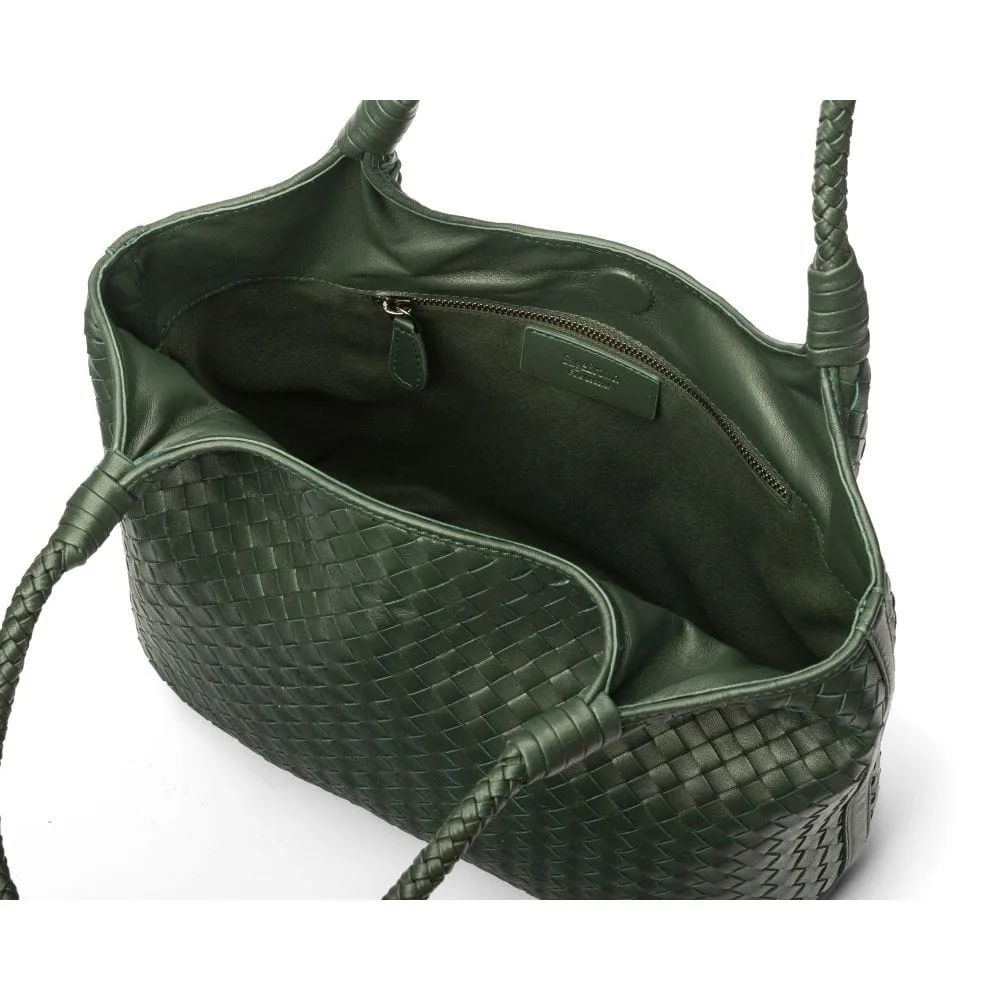 Anya Woven Leather Shoulder Bag - Green
