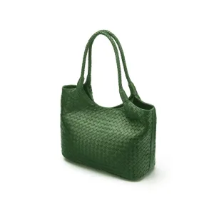 Anya Woven Leather Shoulder Bag - Green