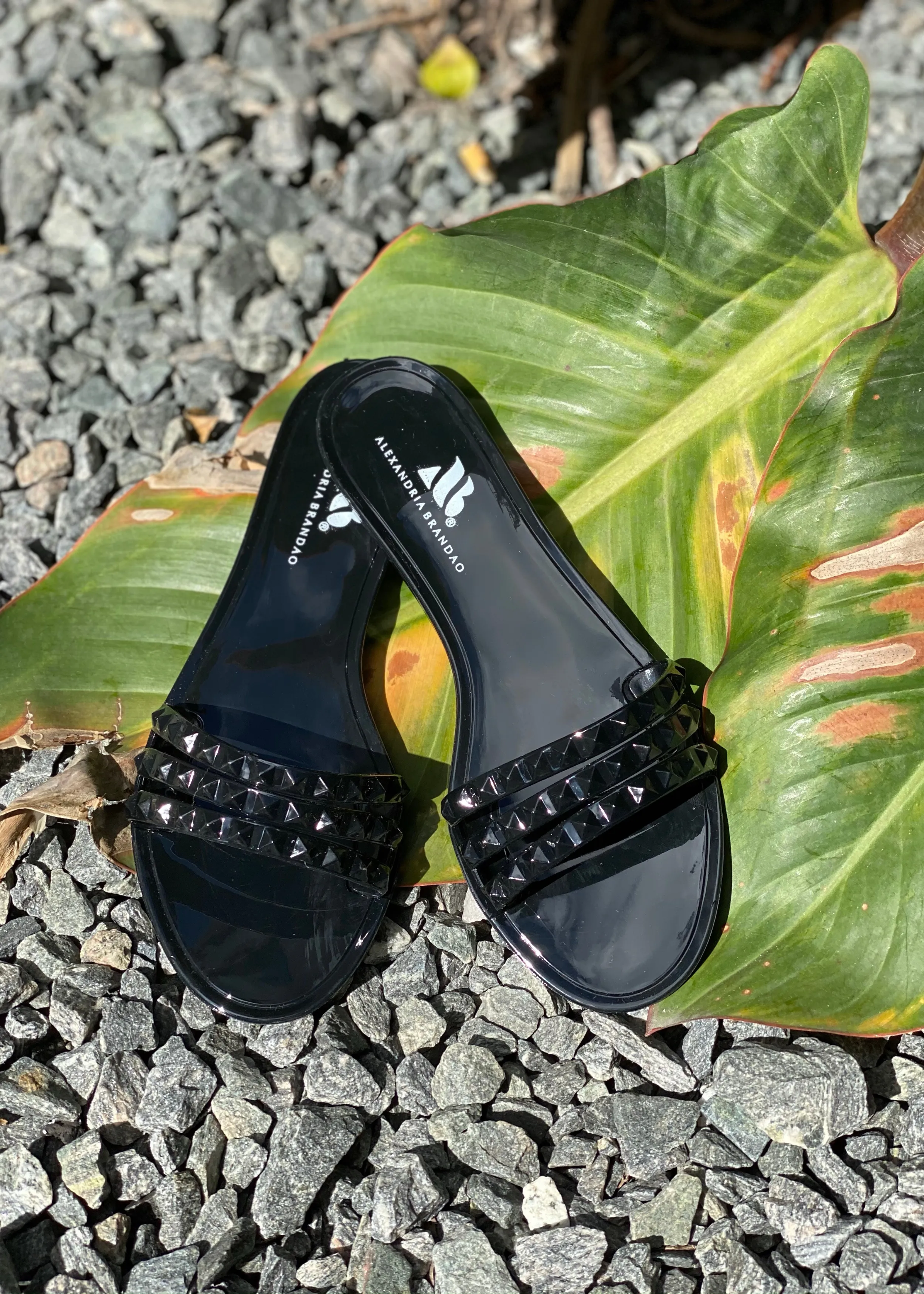 Aria B Jelly Black Slide Sandals