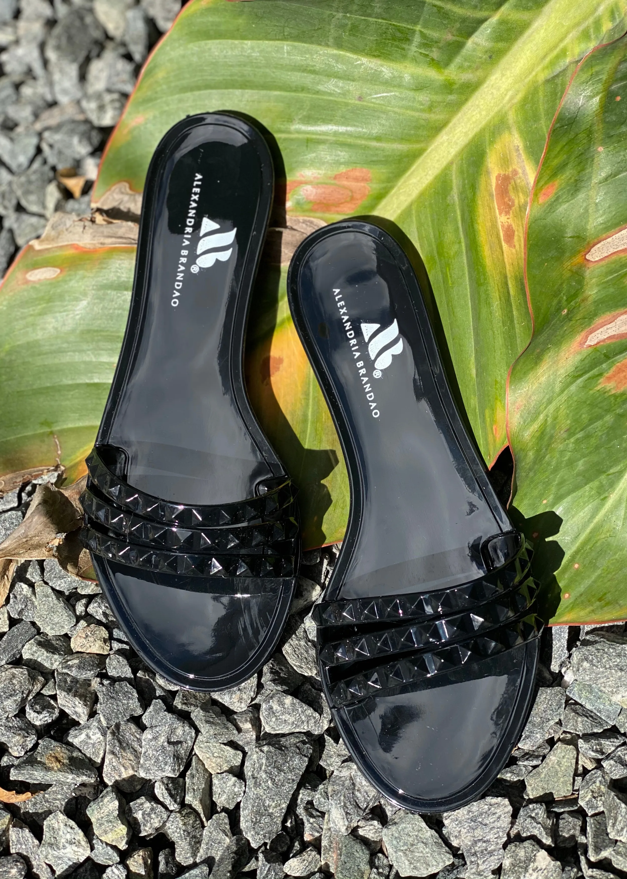 Aria B Jelly Black Slide Sandals