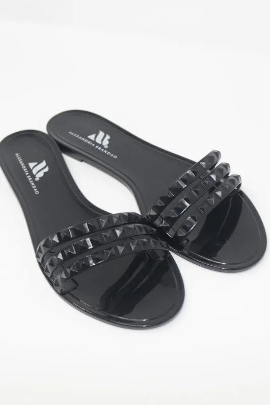 Aria B Jelly Black Slide Sandals