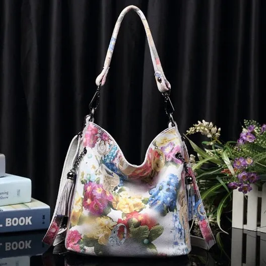 Arliwwi Brand High Class Shiny Floral REAL LEATHER Women Handbags Bags Fashion New Genuine Cow Leather Blossom Designer Bag GY01