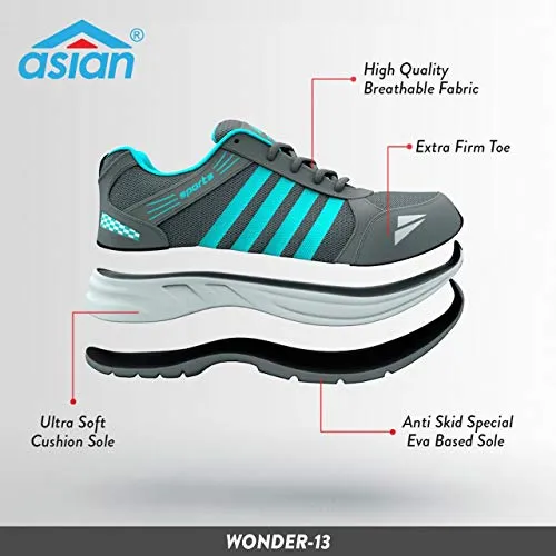 ASIAN Men's Wonder-13 Firozi Mesh Sports Running Shoes (Green) 6UK