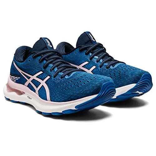 ASICS Women's Gel-Nimbus 24 Running Shoes, 9, French Blue/Barely Rose