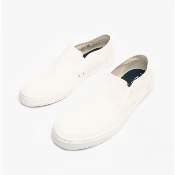 BAJA Mens Slip-On Canvas Trainers White