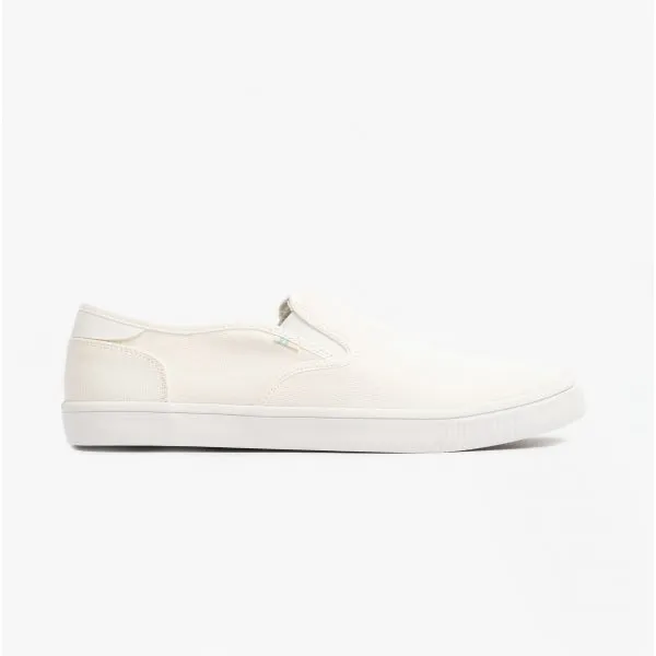 BAJA Mens Slip-On Canvas Trainers White