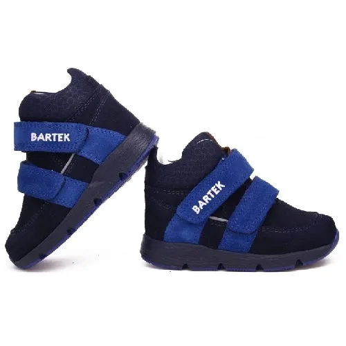 Bartek Boys' Navy Blue Leather Ankle Sneakers | 1090-SAAS
