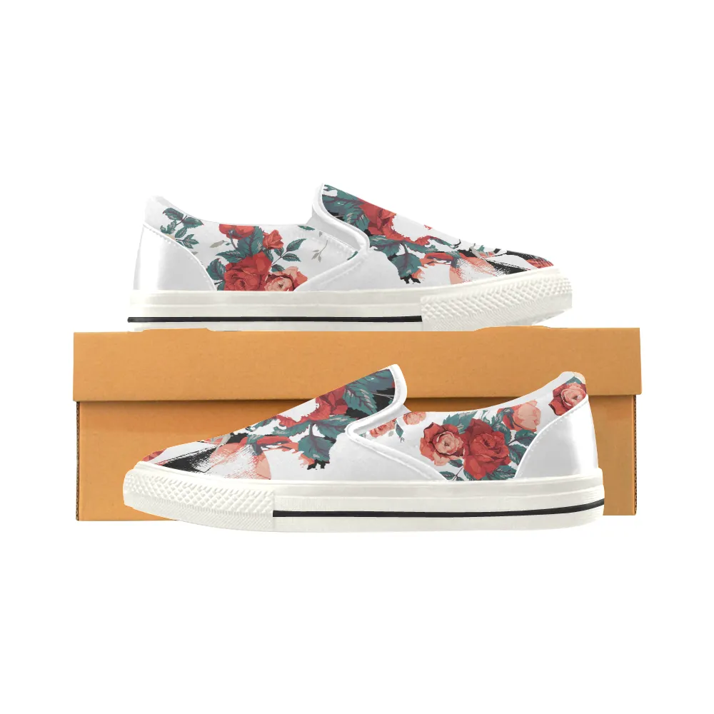Basquiat Floral Print Canvas Men's Slip On Low-Top