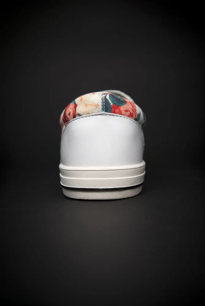 Basquiat Floral Print Canvas Men's Slip On Low-Top