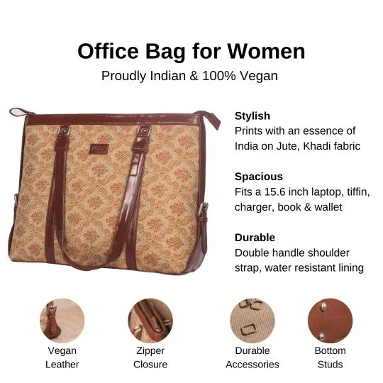 Beige Petal Motif Women's Office Bag