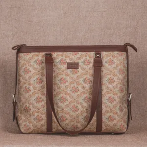 Beige Petal Motif Women's Office Bag