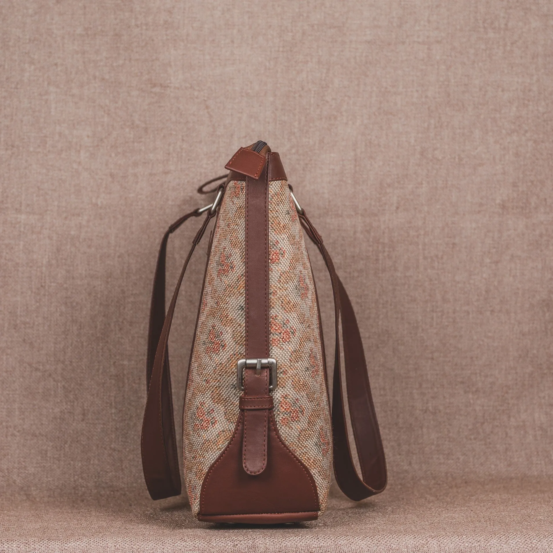 Beige Petal Motif Women's Office Bag