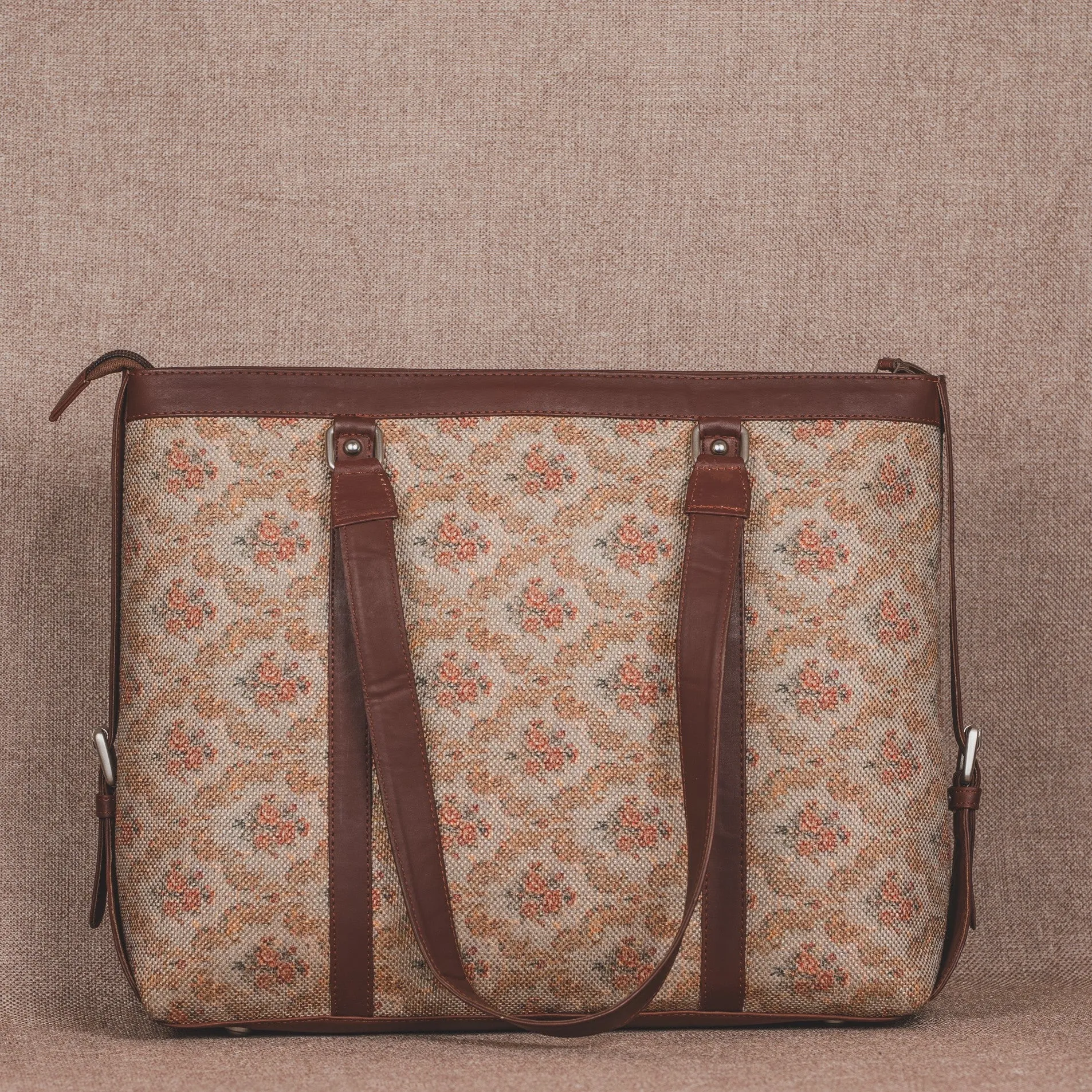Beige Petal Motif Women's Office Bag