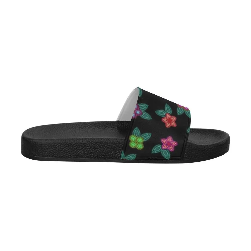 Berry Flowers Black Men's Slide Sandals