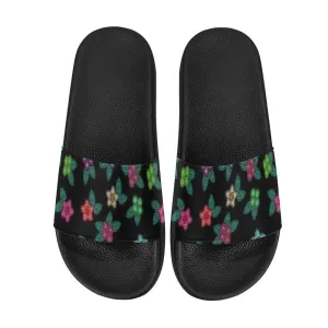 Berry Flowers Black Men's Slide Sandals