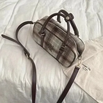 binfenxie Vintage Plaid Womens Handbag College Style New Fashion Bowling Shoulder Bag Aesthetic Original Female Pillow Crossbody Bag