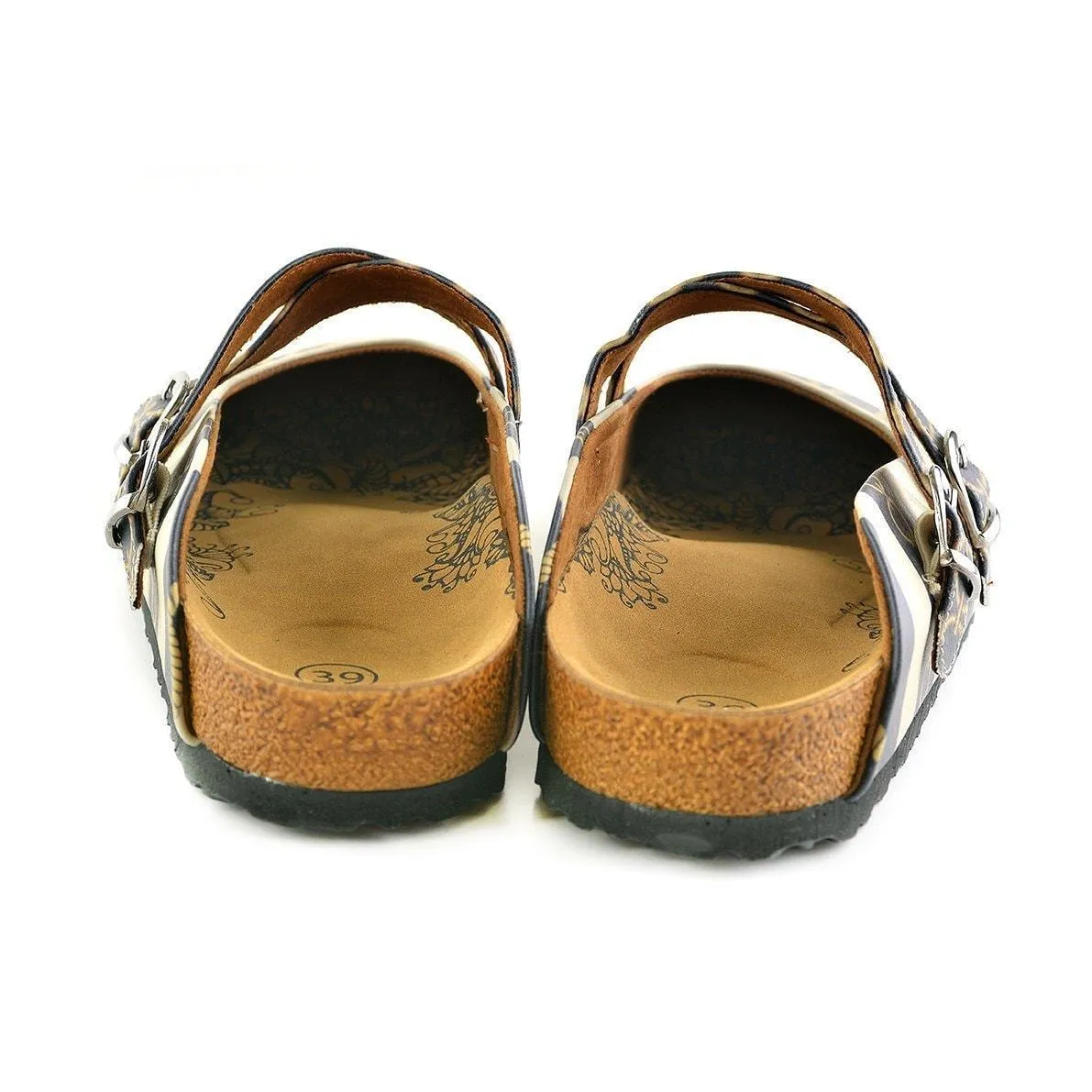 Black & White Stripe Rope Clogs CAL101
