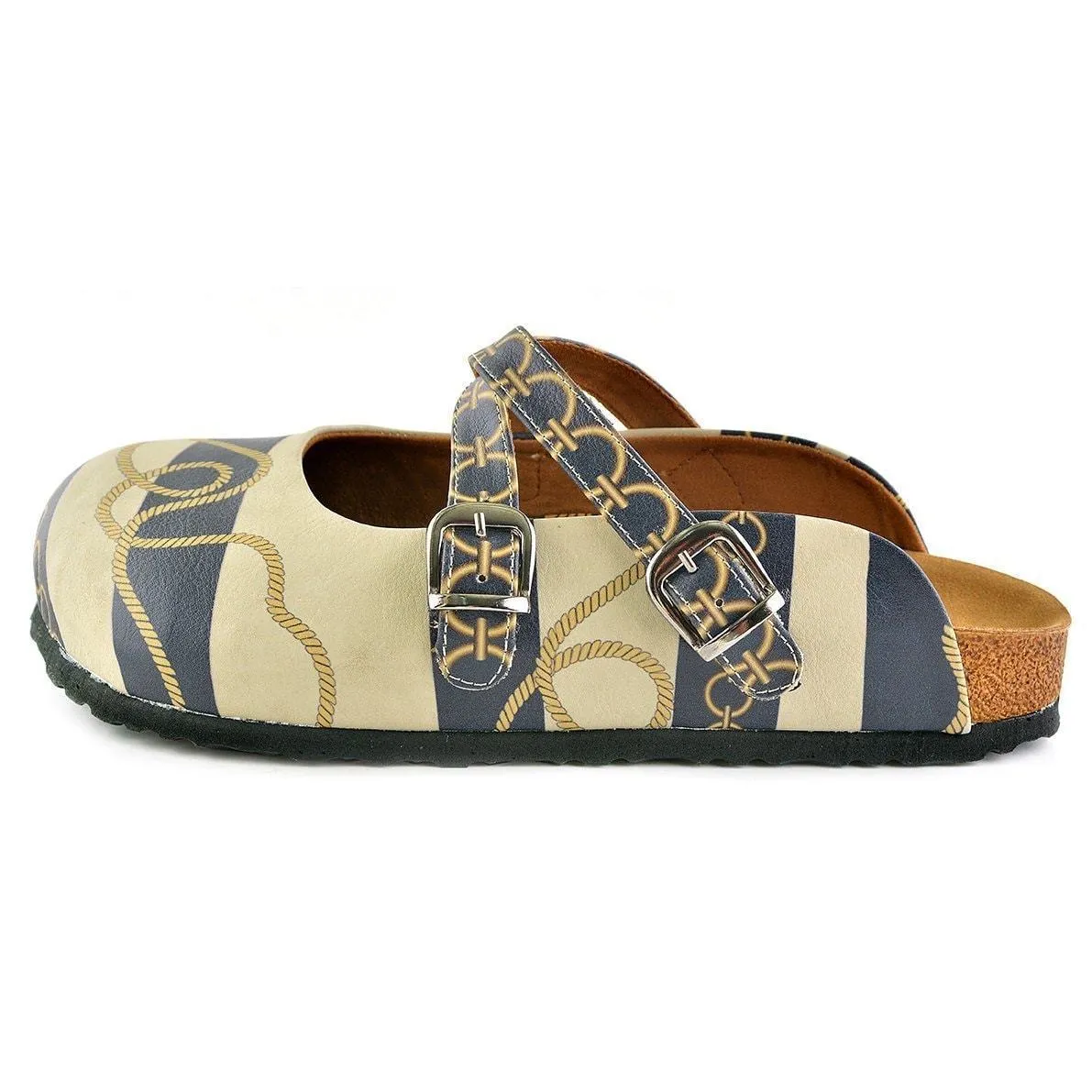 Black & White Stripe Rope Clogs CAL101