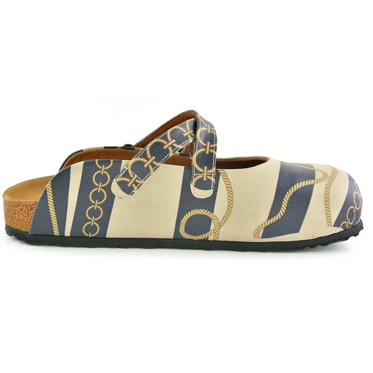 Black & White Stripe Rope Clogs CAL101