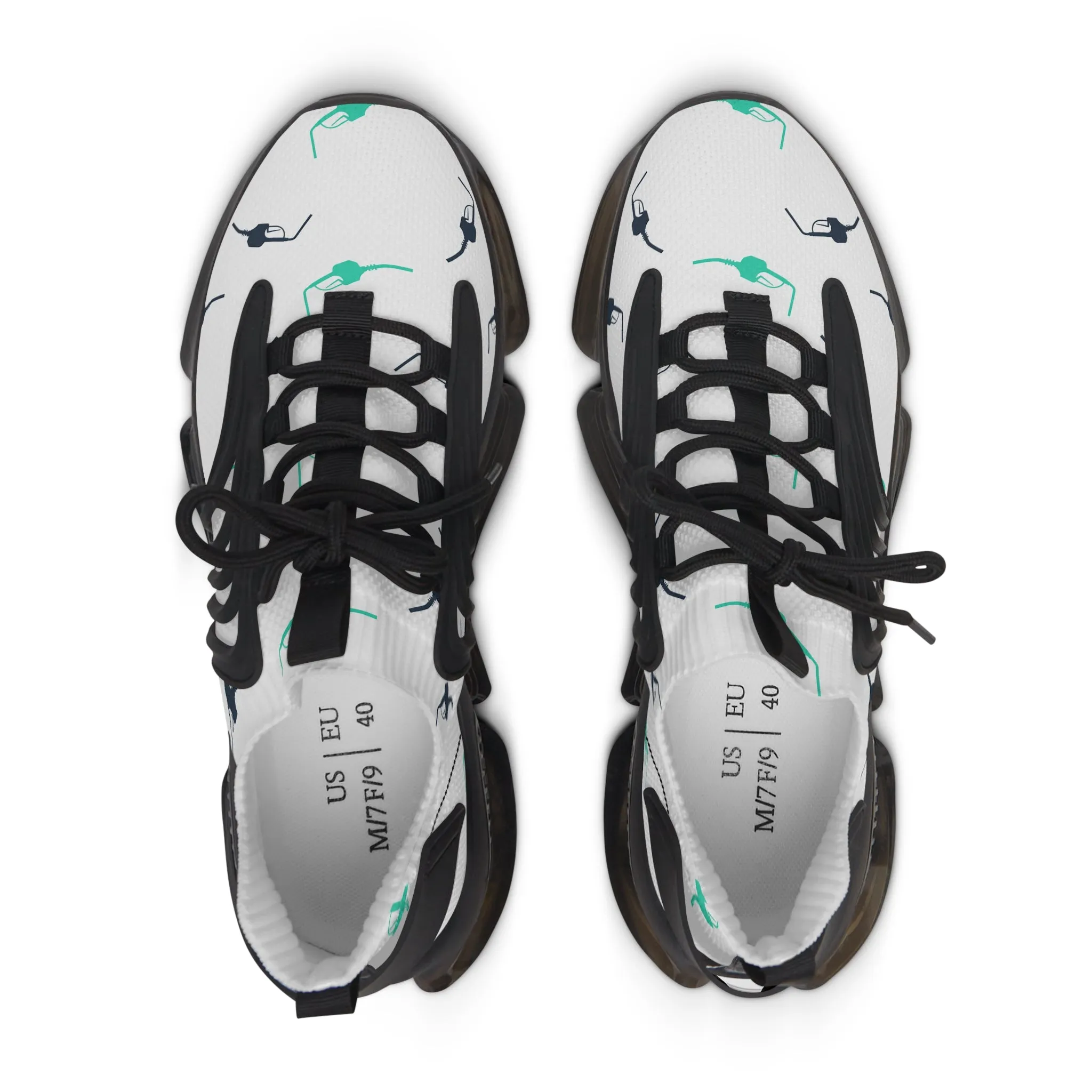Black and Blue Gas Pump Women's Mesh Sneakers