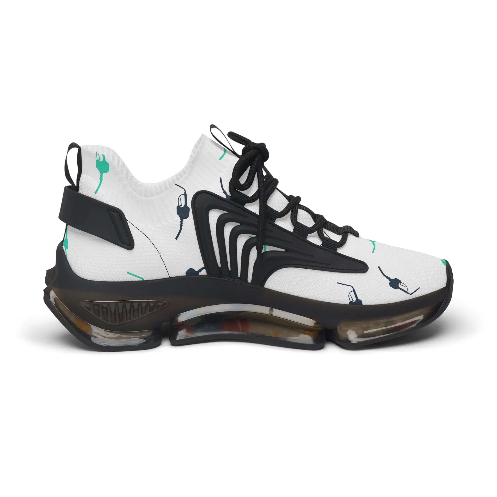 Black and Blue Gas Pump Women's Mesh Sneakers