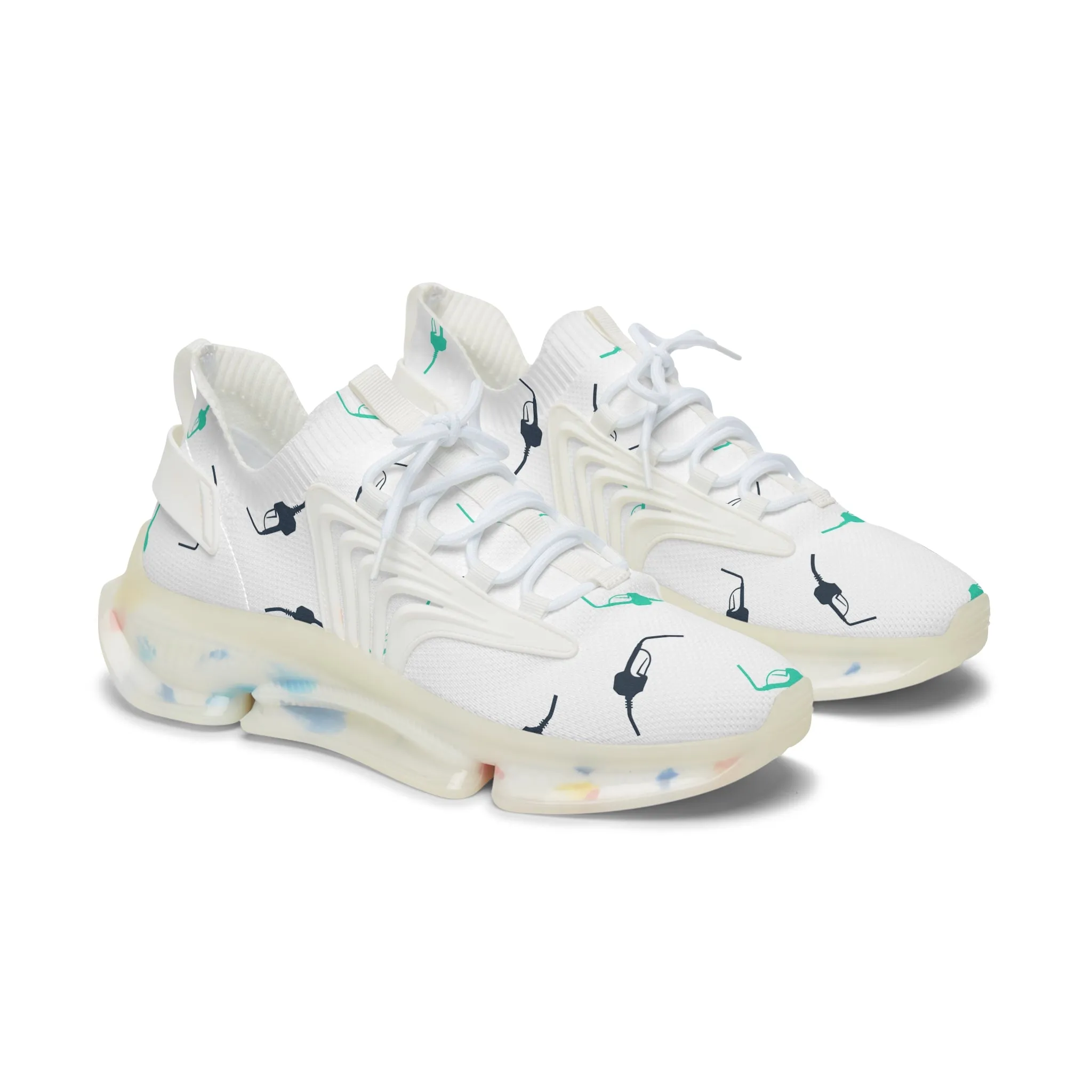 Black and Blue Gas Pump Women's Mesh Sneakers
