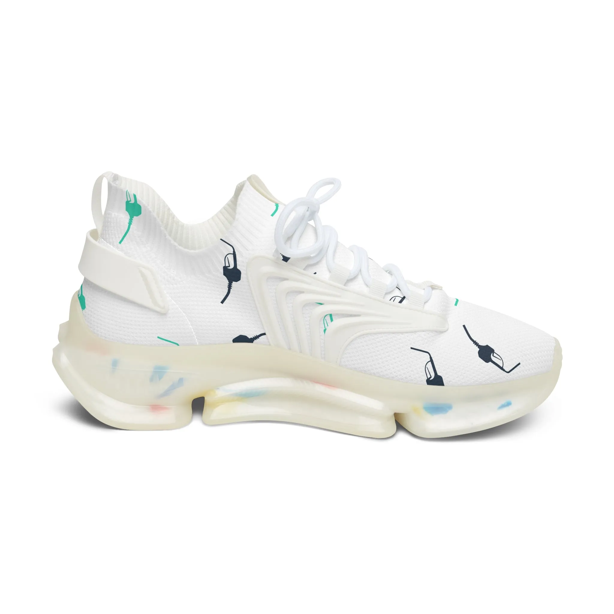Black and Blue Gas Pump Women's Mesh Sneakers