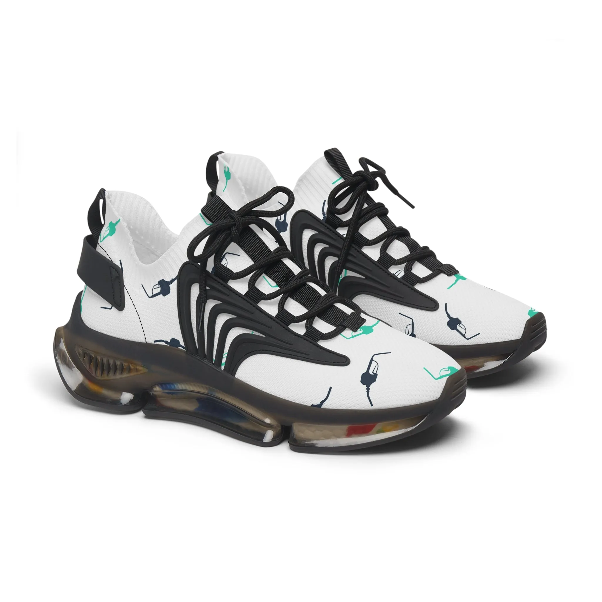 Black and Blue Gas Pump Women's Mesh Sneakers