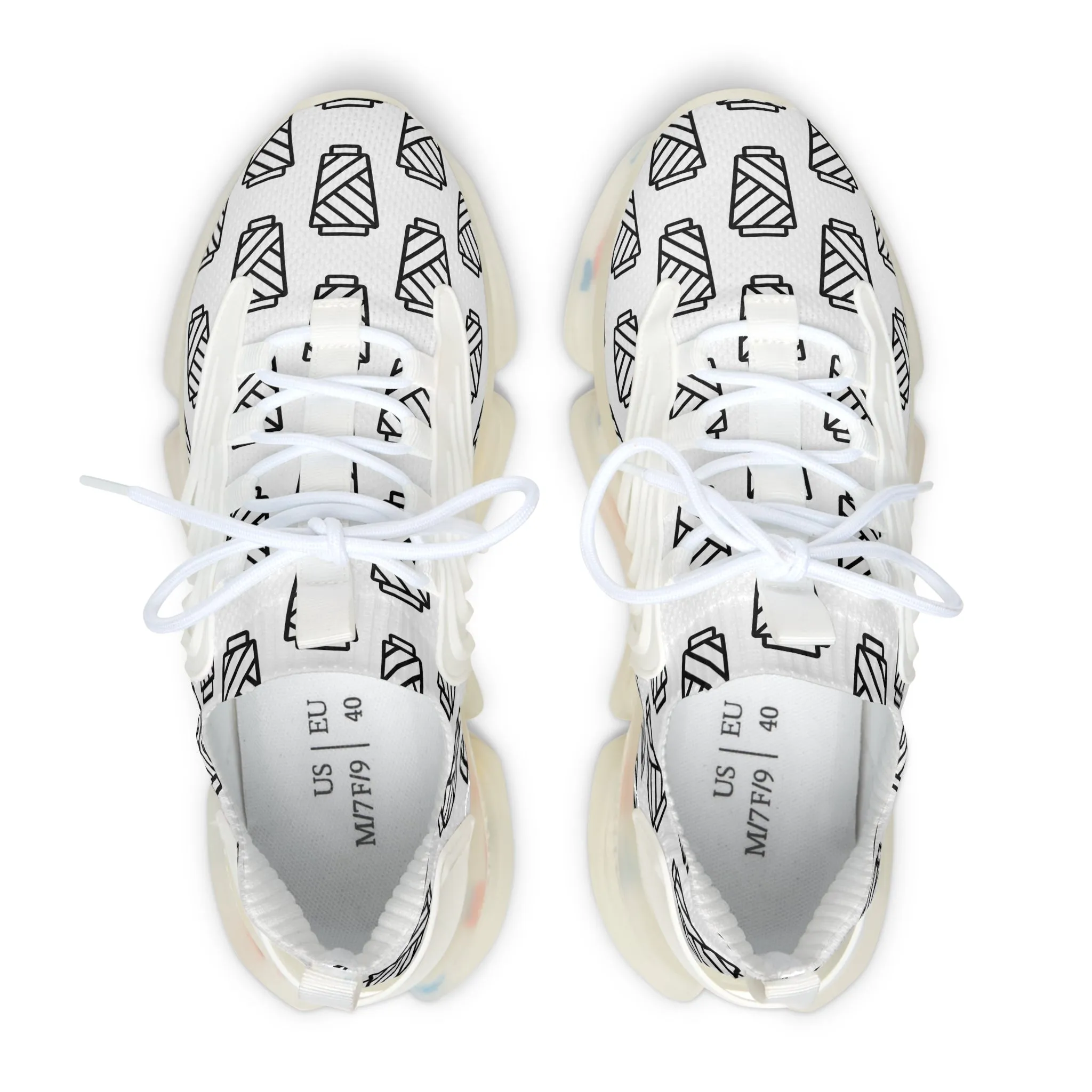 Black and White Yarn Women's Mesh Sneakers