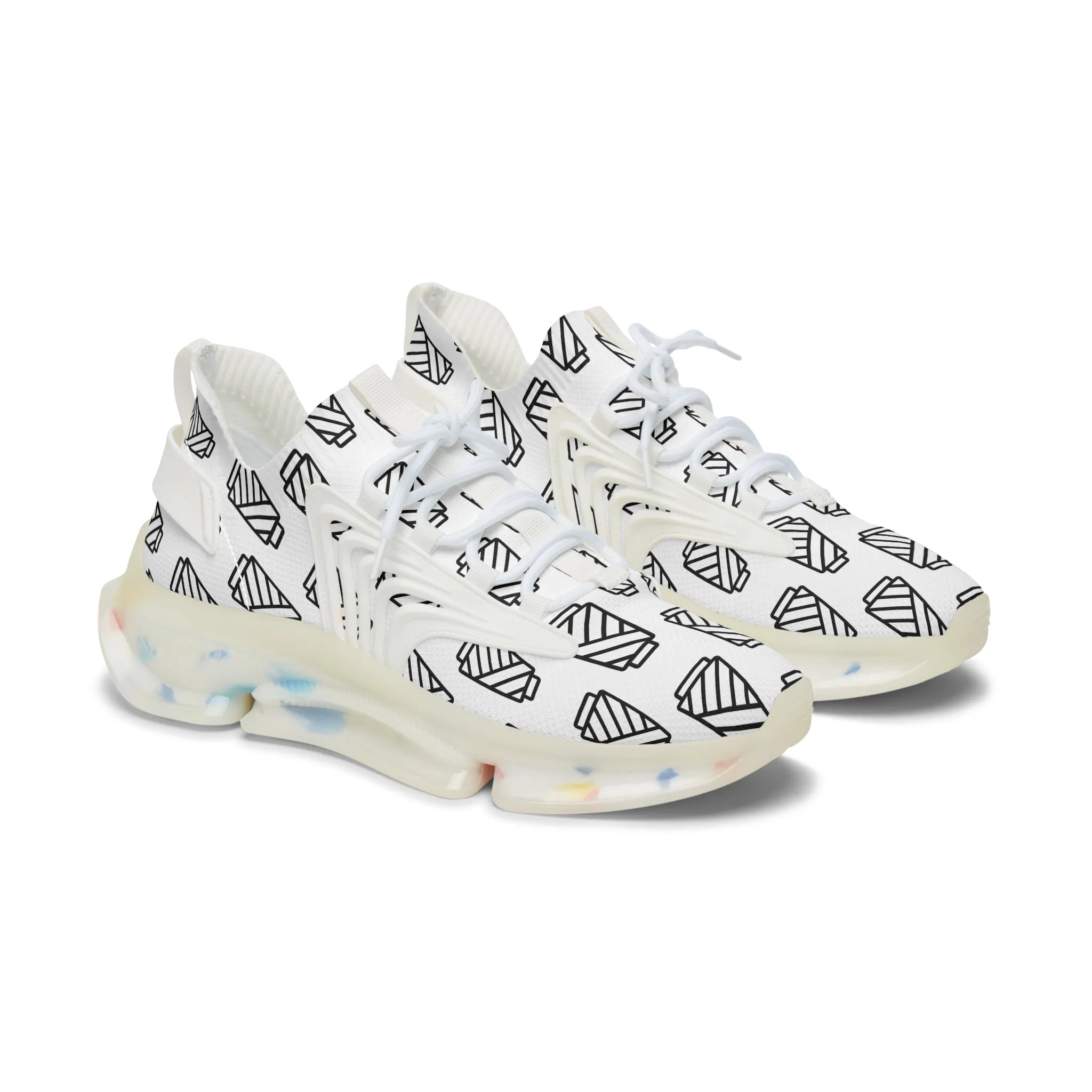 Black and White Yarn Women's Mesh Sneakers