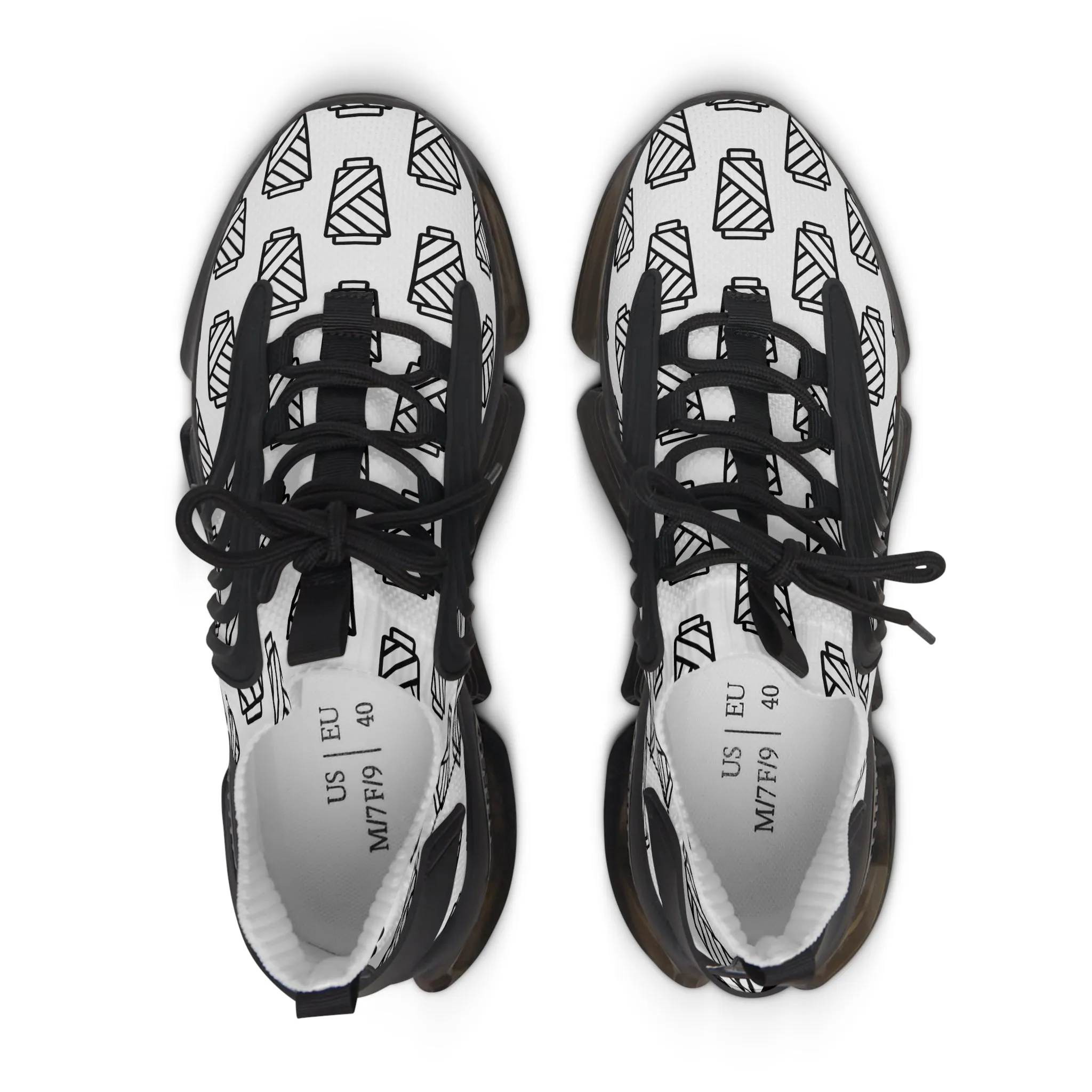 Black and White Yarn Women's Mesh Sneakers
