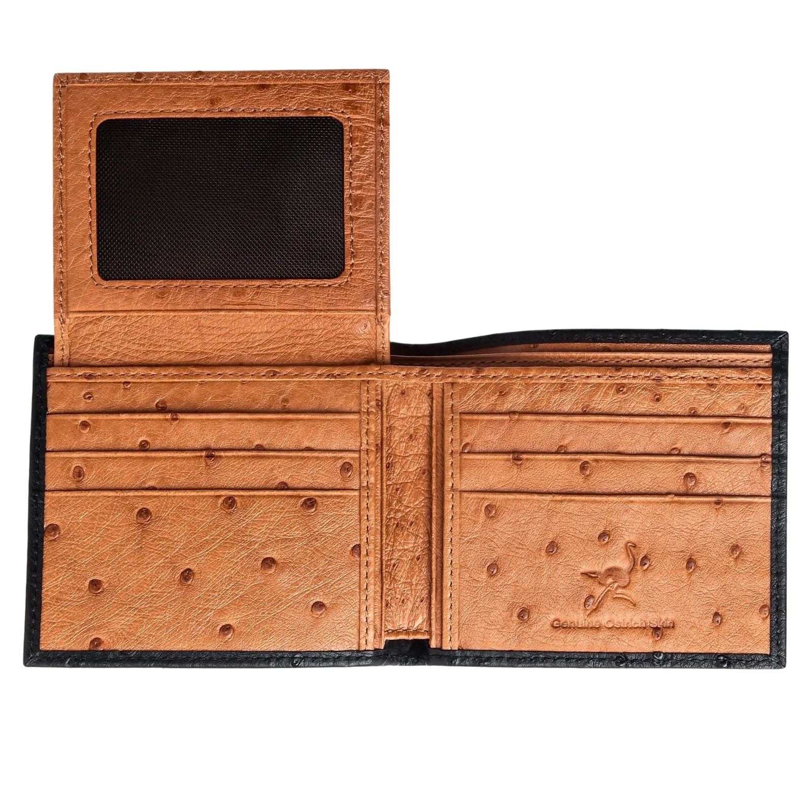 Black Genuine Ostrich Skin Leather Wallets