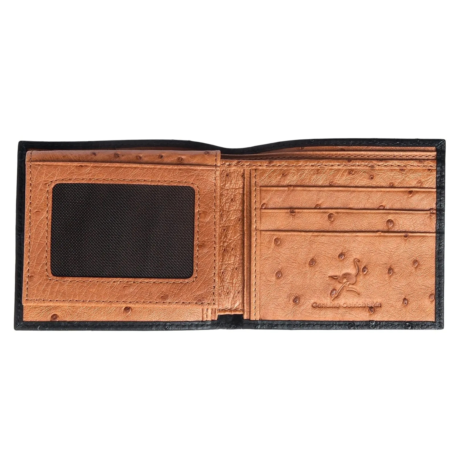 Black Genuine Ostrich Skin Leather Wallets