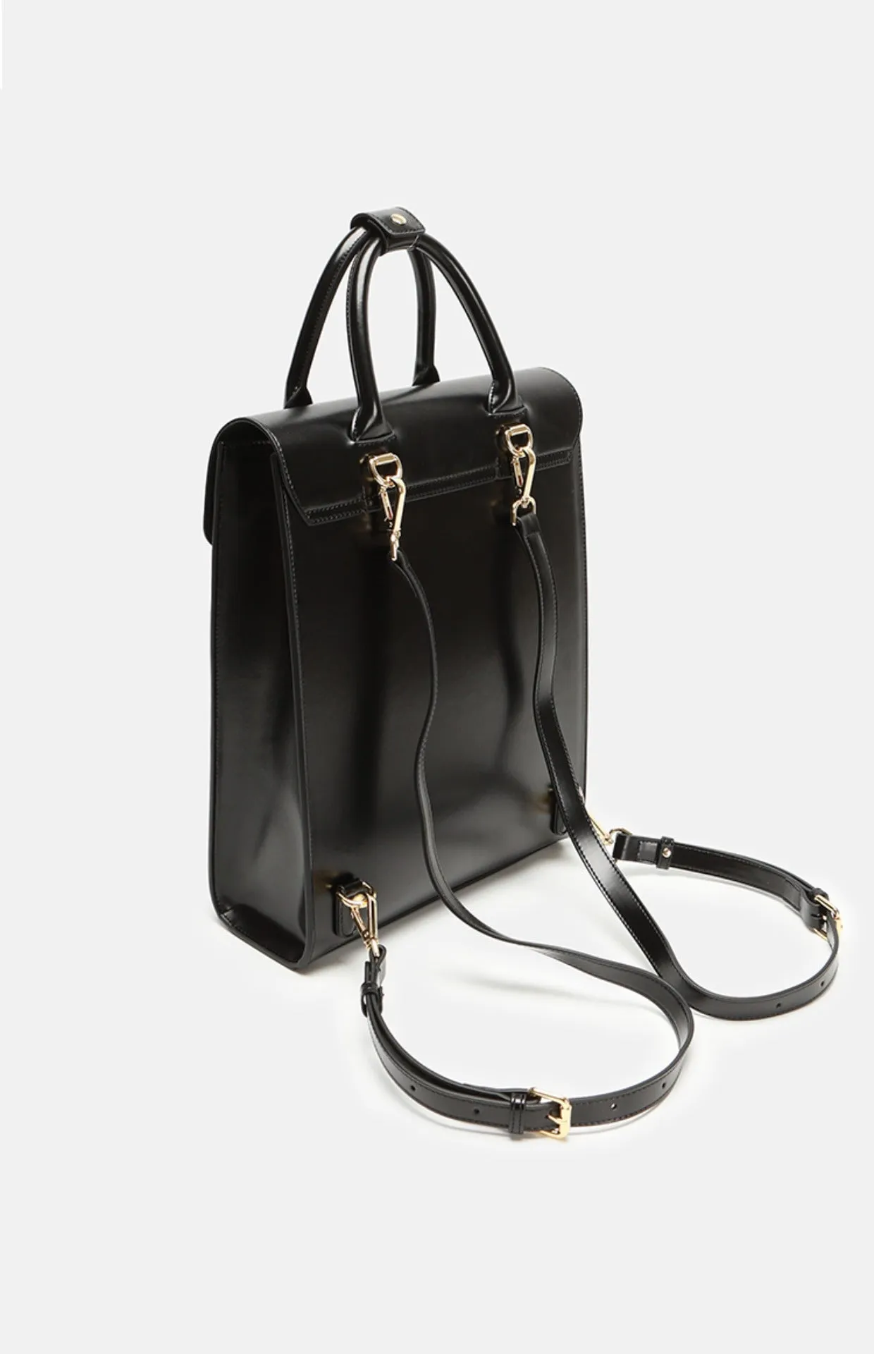 Black Large Laptop Briefcase Leather Backpack