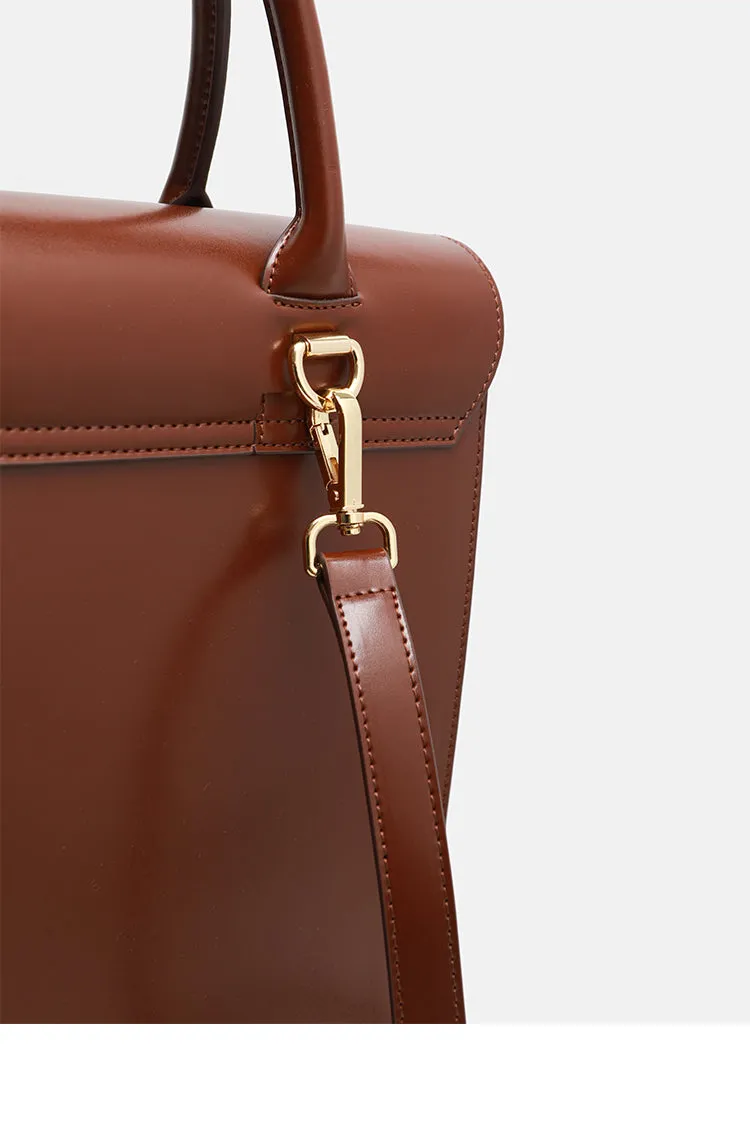 Black Large Laptop Briefcase Leather Backpack
