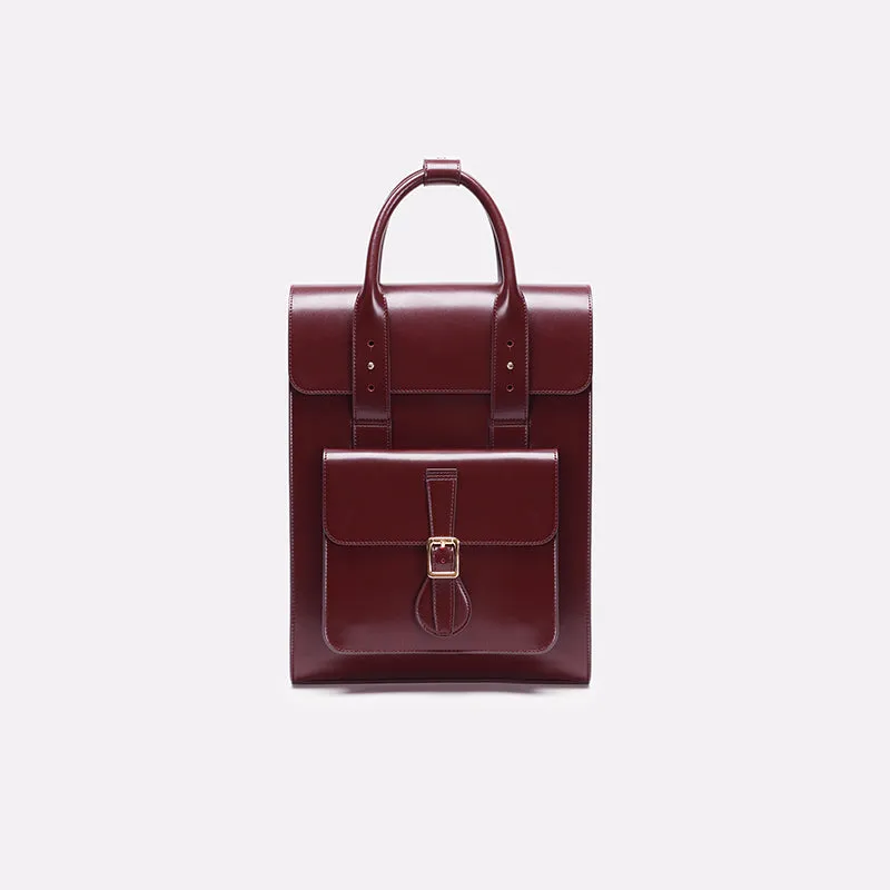 Black Large Laptop Briefcase Leather Backpack