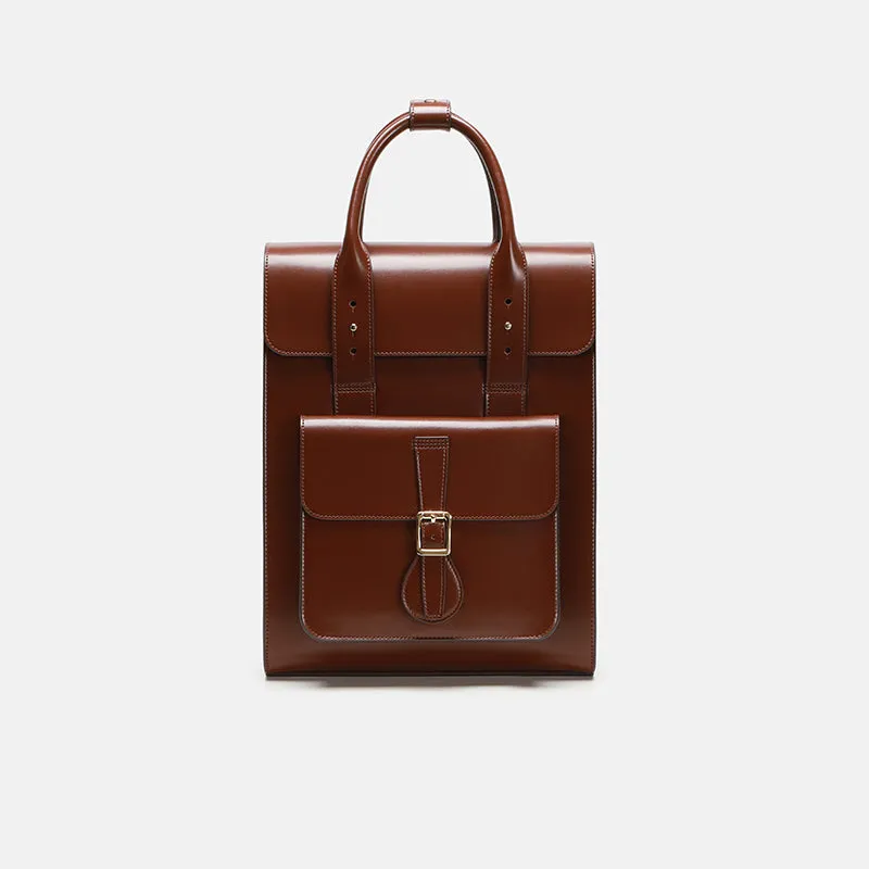 Black Large Laptop Briefcase Leather Backpack