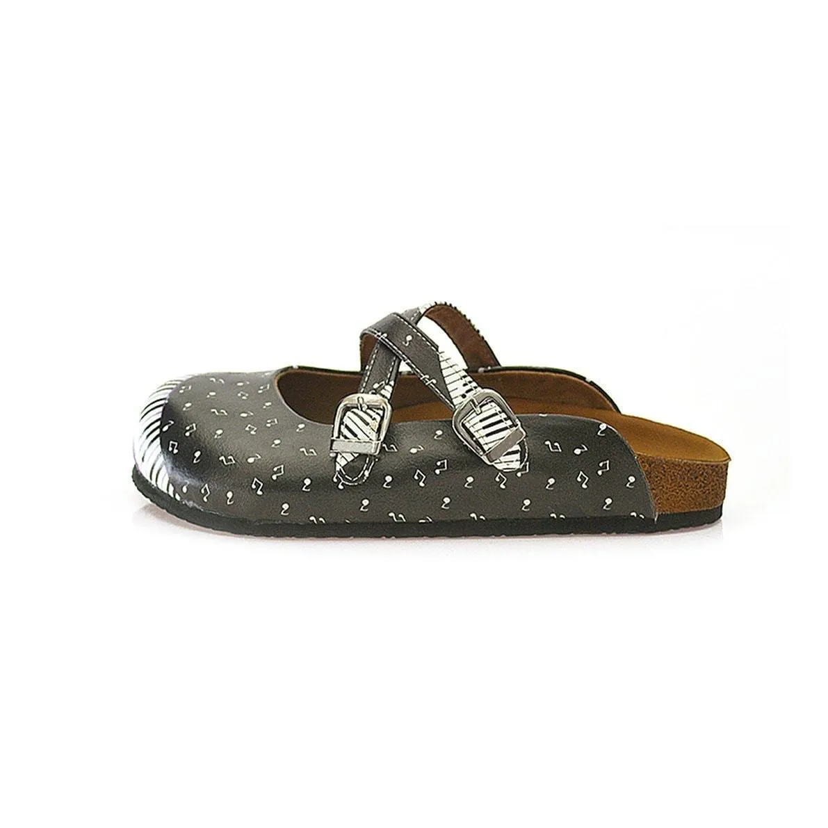 Black Piano Notes Clogs WCAL115