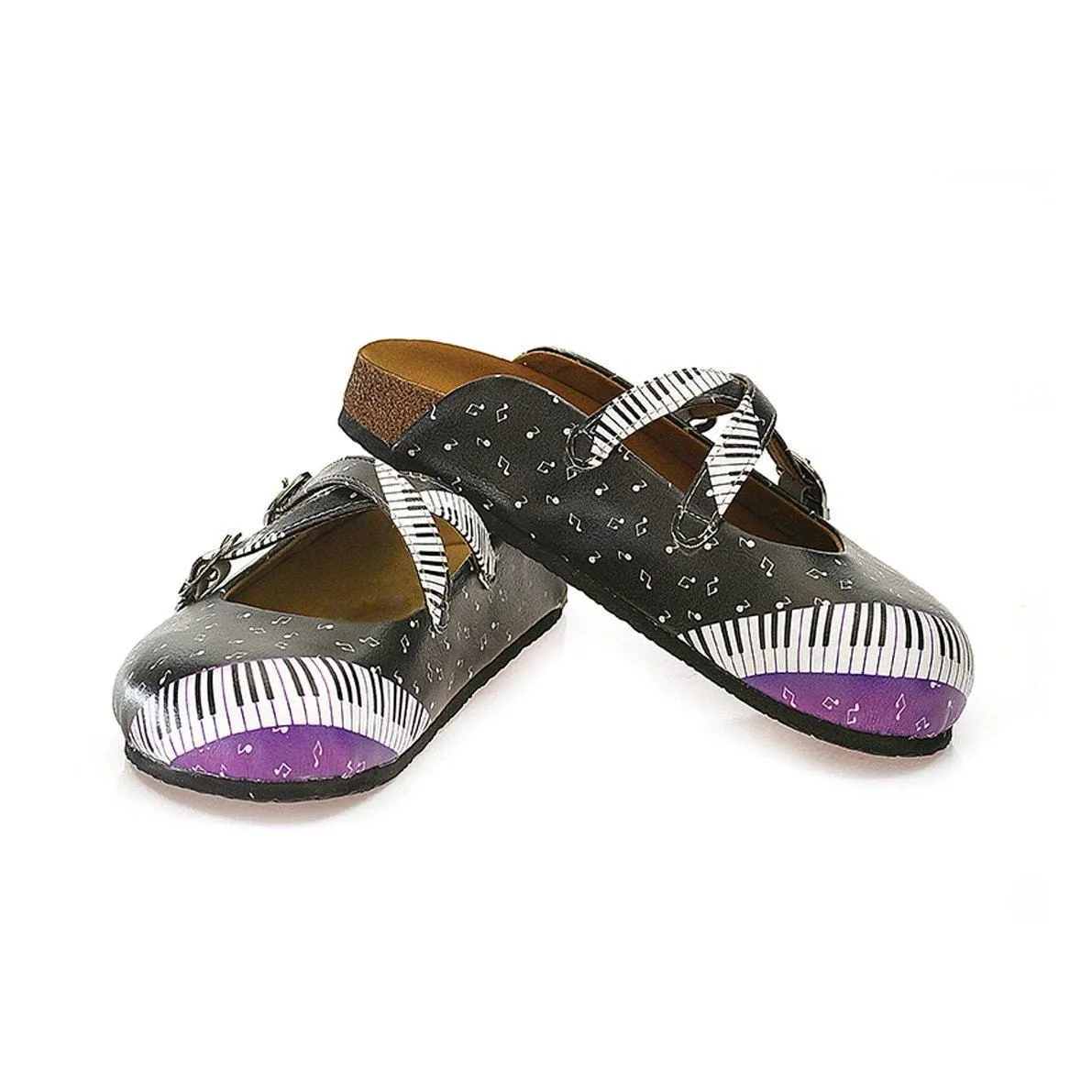 Black Piano Notes Clogs WCAL115