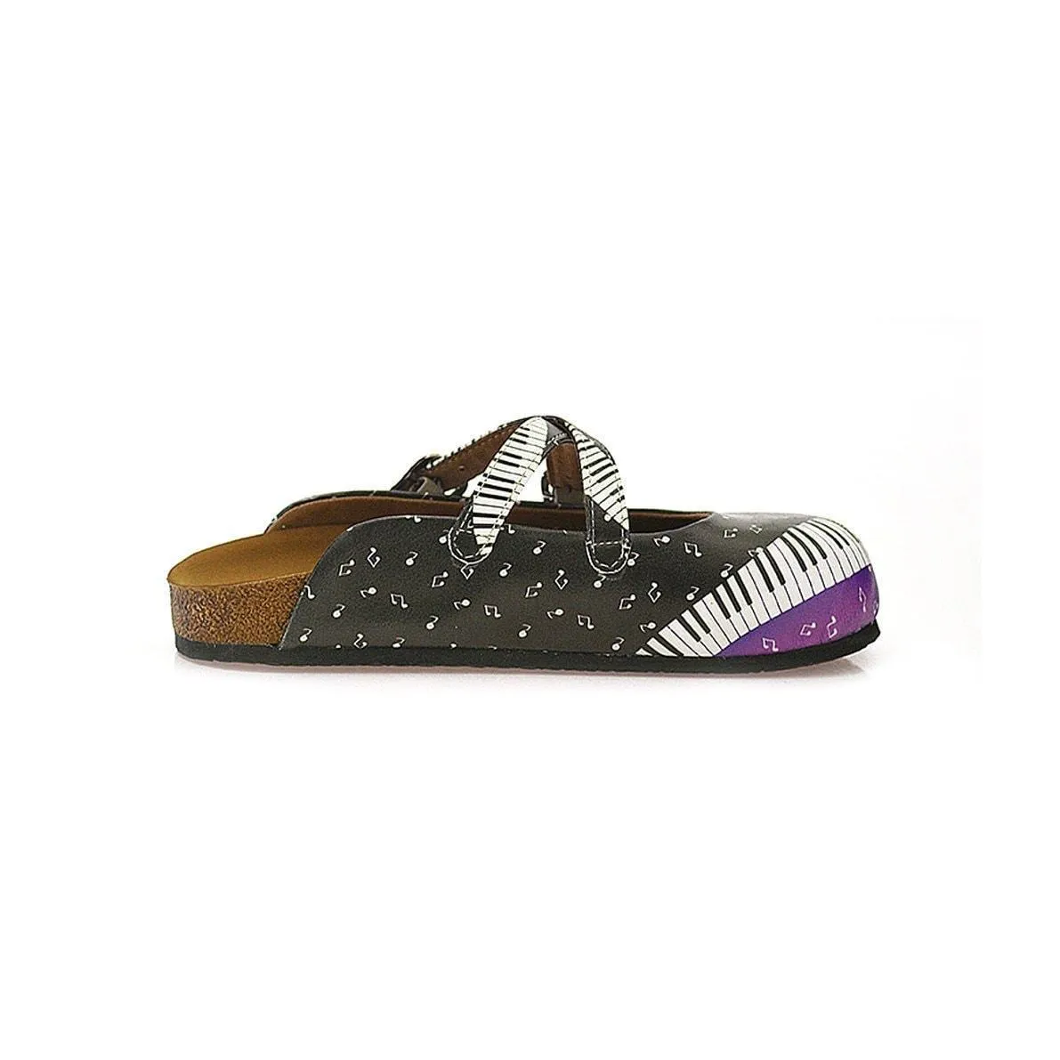 Black Piano Notes Clogs WCAL115