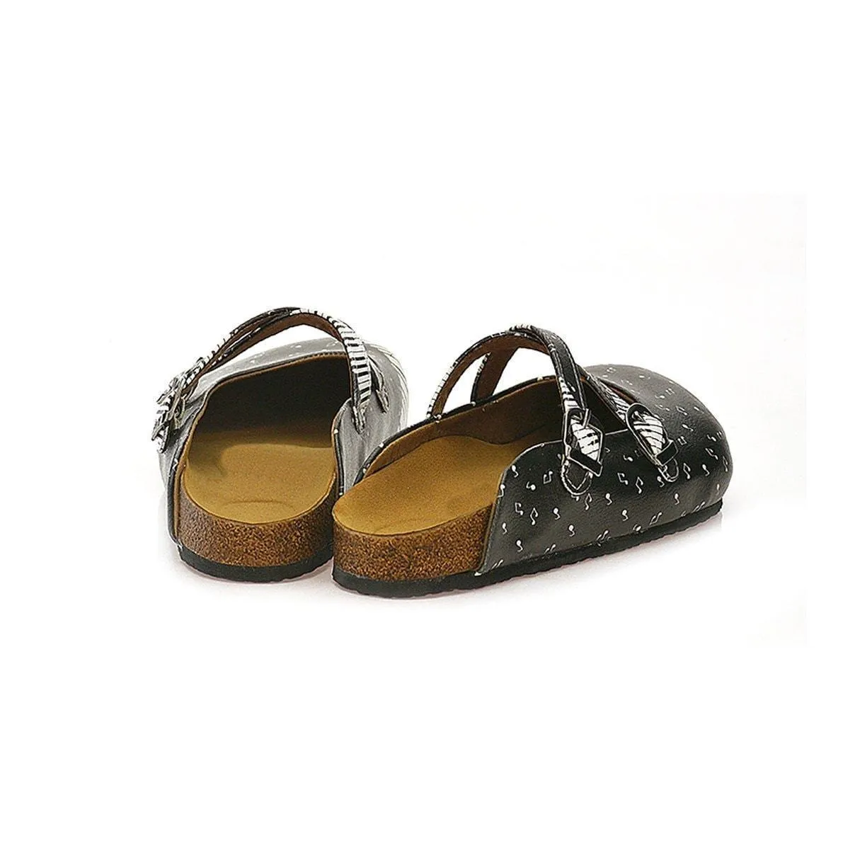 Black Piano Notes Clogs WCAL115