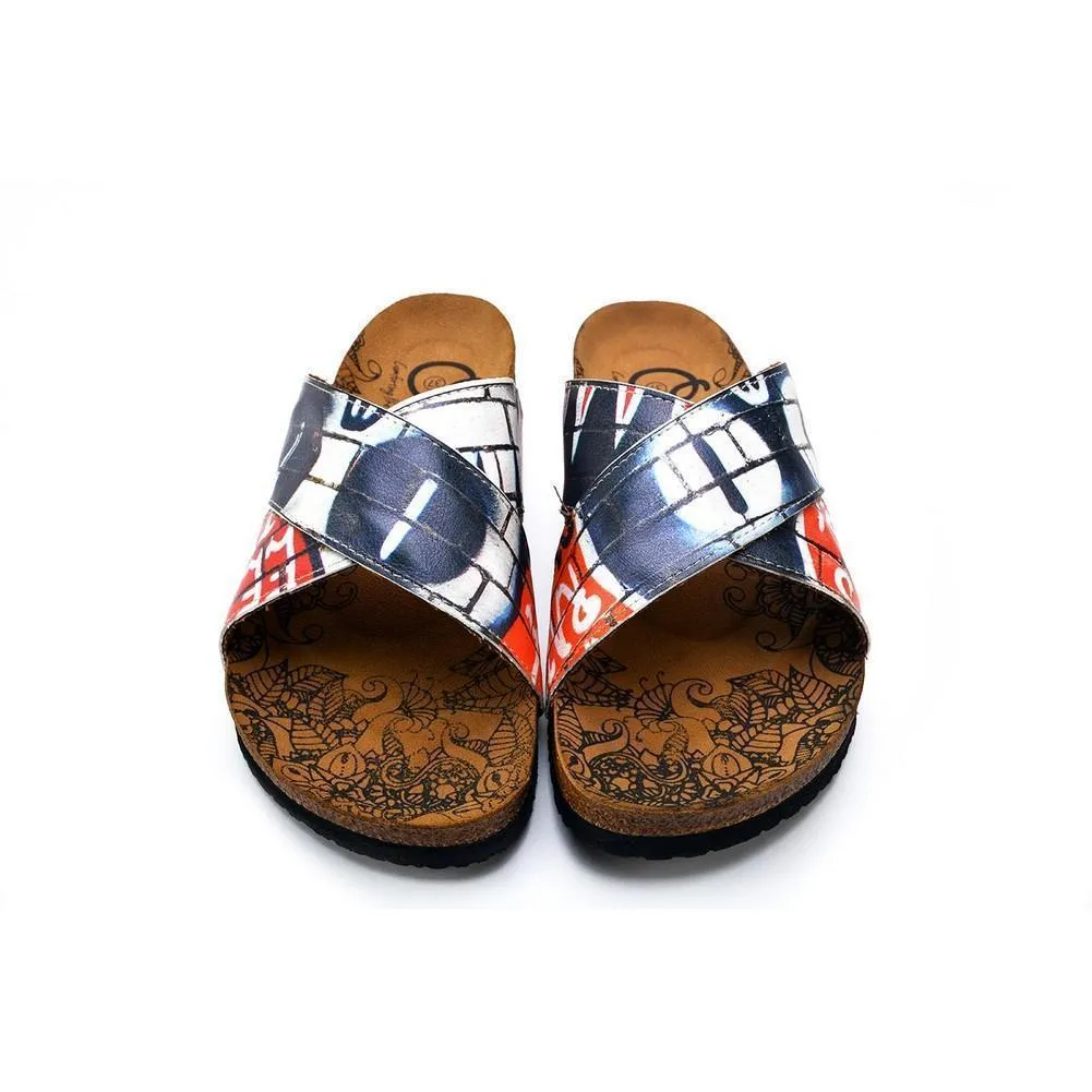 Black, Red, White and Wall Decoy Patterned Sandal - CAL1110